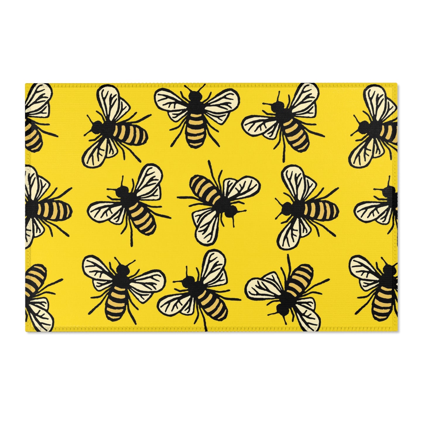 Beautiful Bee Pattern Area Rug Yellow with Free Shipping