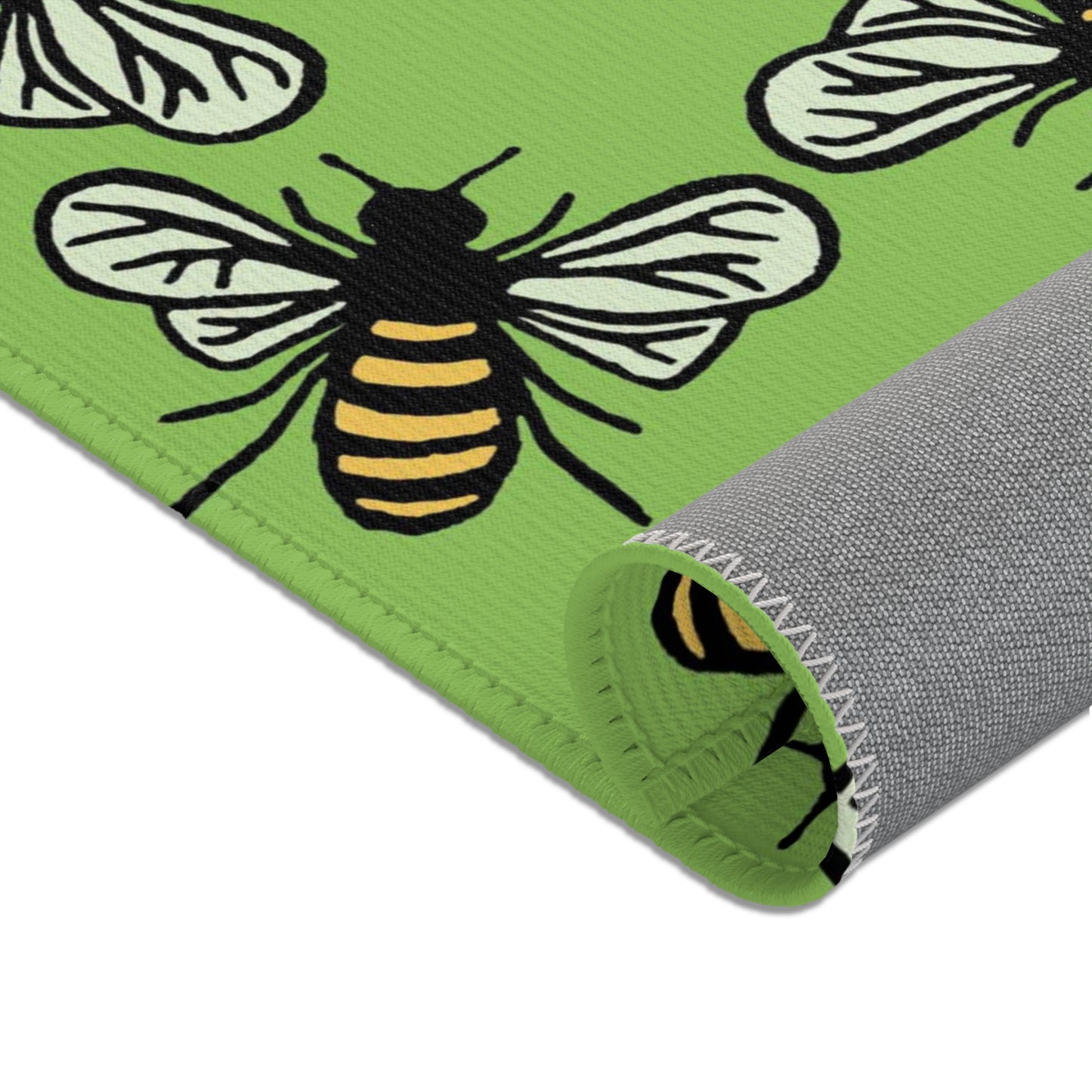 Beautiful Bee Pattern Area Rug Green Apple with Free Shipping