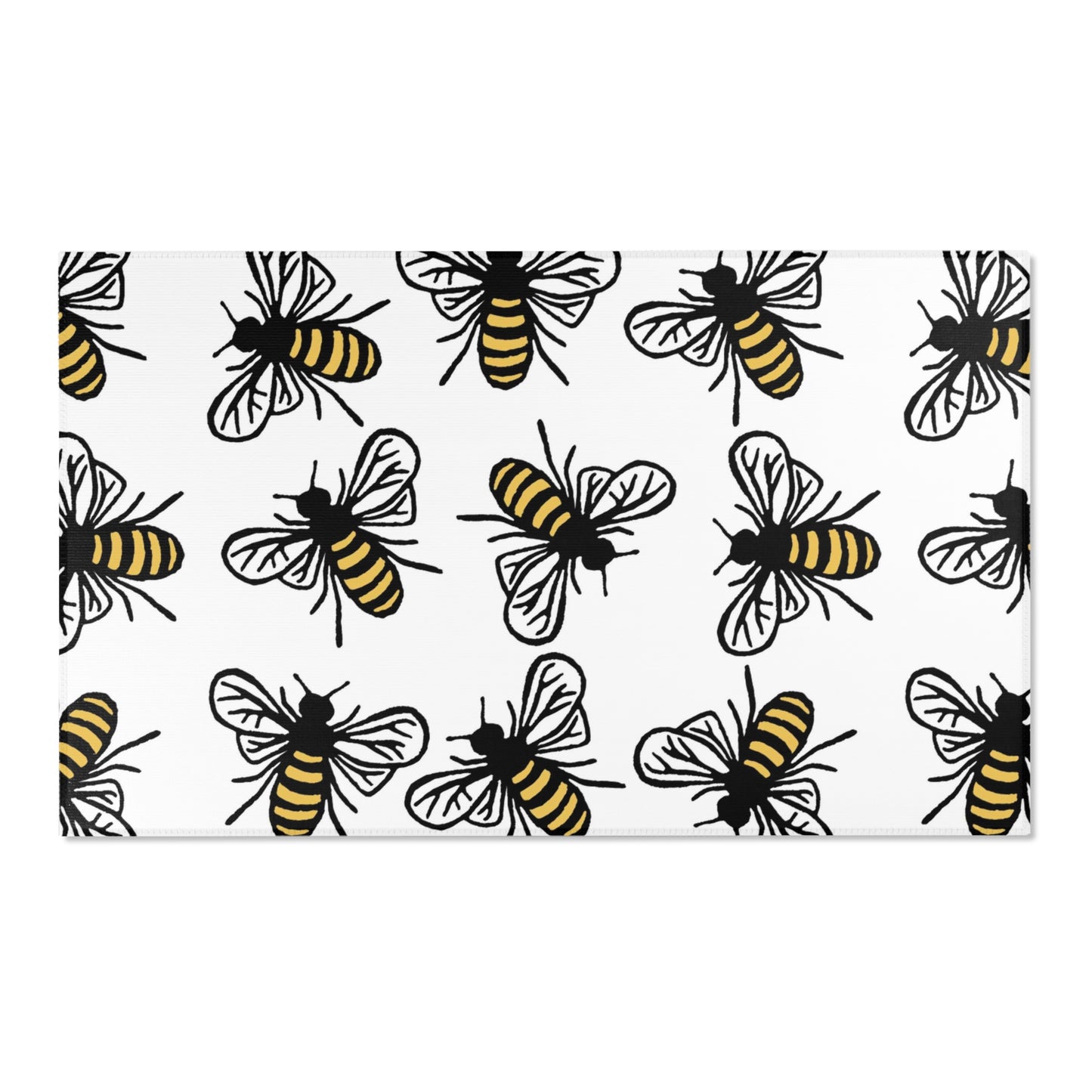 Beautiful Bee Pattern Area Rug White with Free Shipping