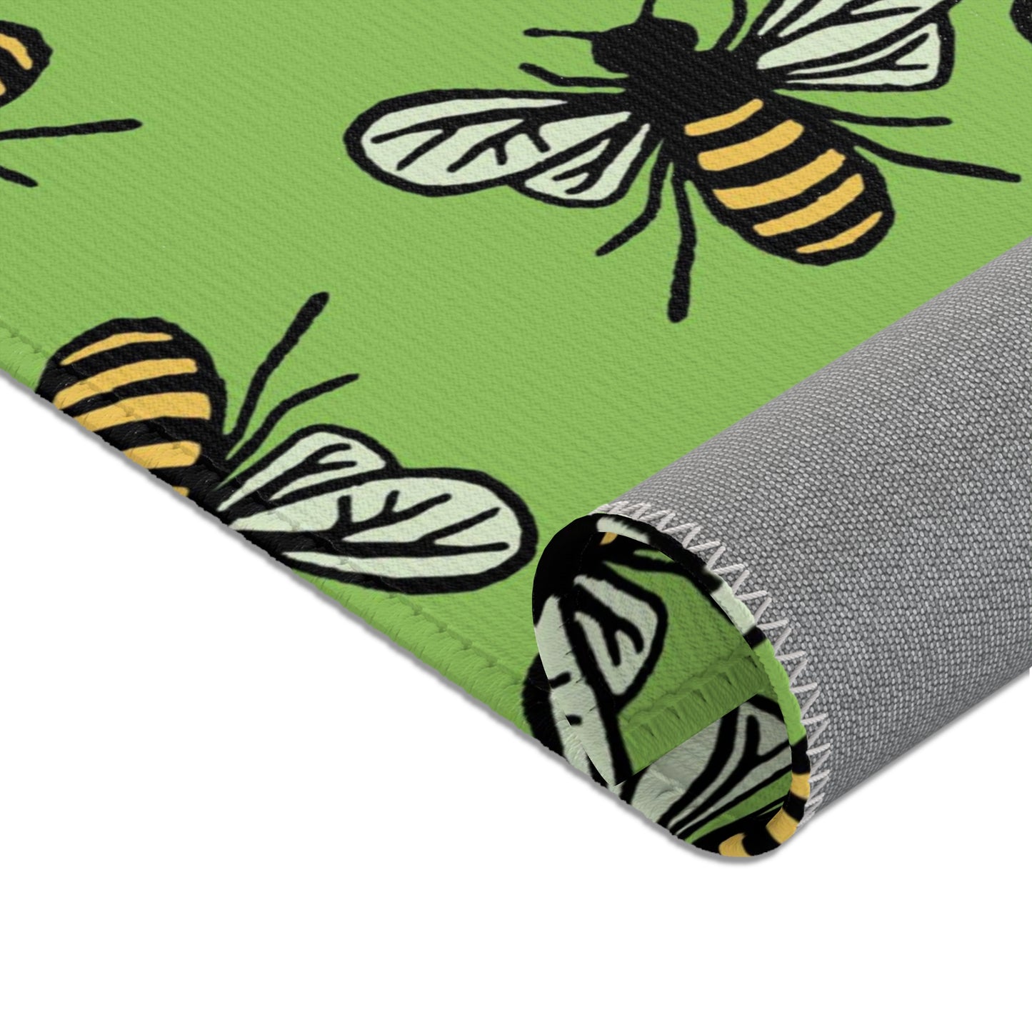 Beautiful Bee Pattern Area Rug Green Apple with Free Shipping