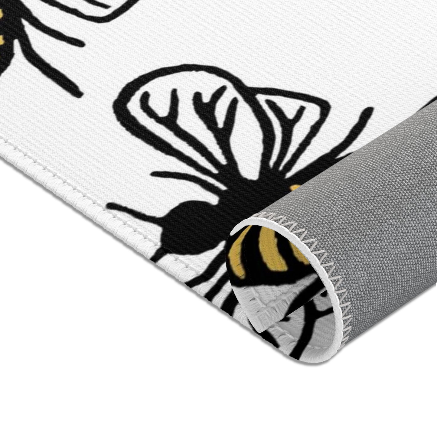 Beautiful Bee Pattern Area Rug White with Free Shipping