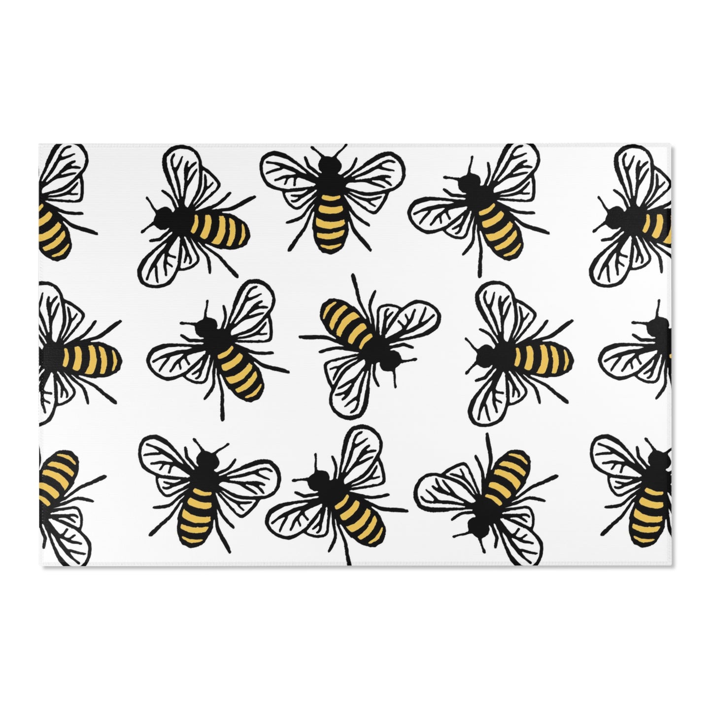 Beautiful Bee Pattern Area Rug White with Free Shipping