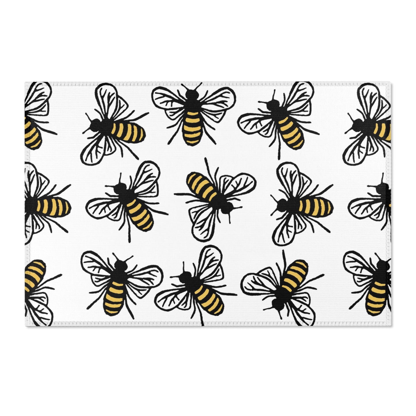 Beautiful Bee Pattern Area Rug White with Free Shipping