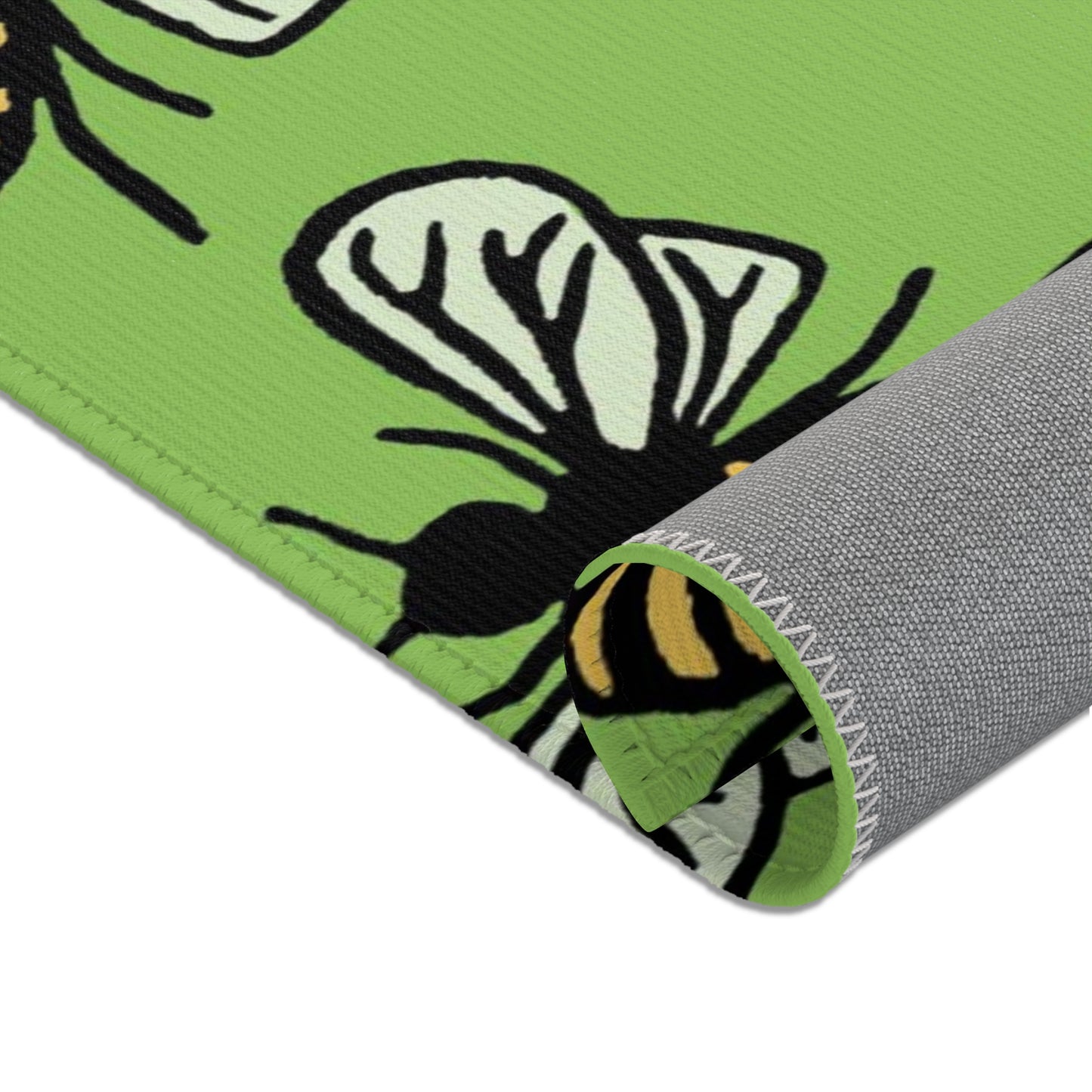 Beautiful Bee Pattern Area Rug Green Apple with Free Shipping
