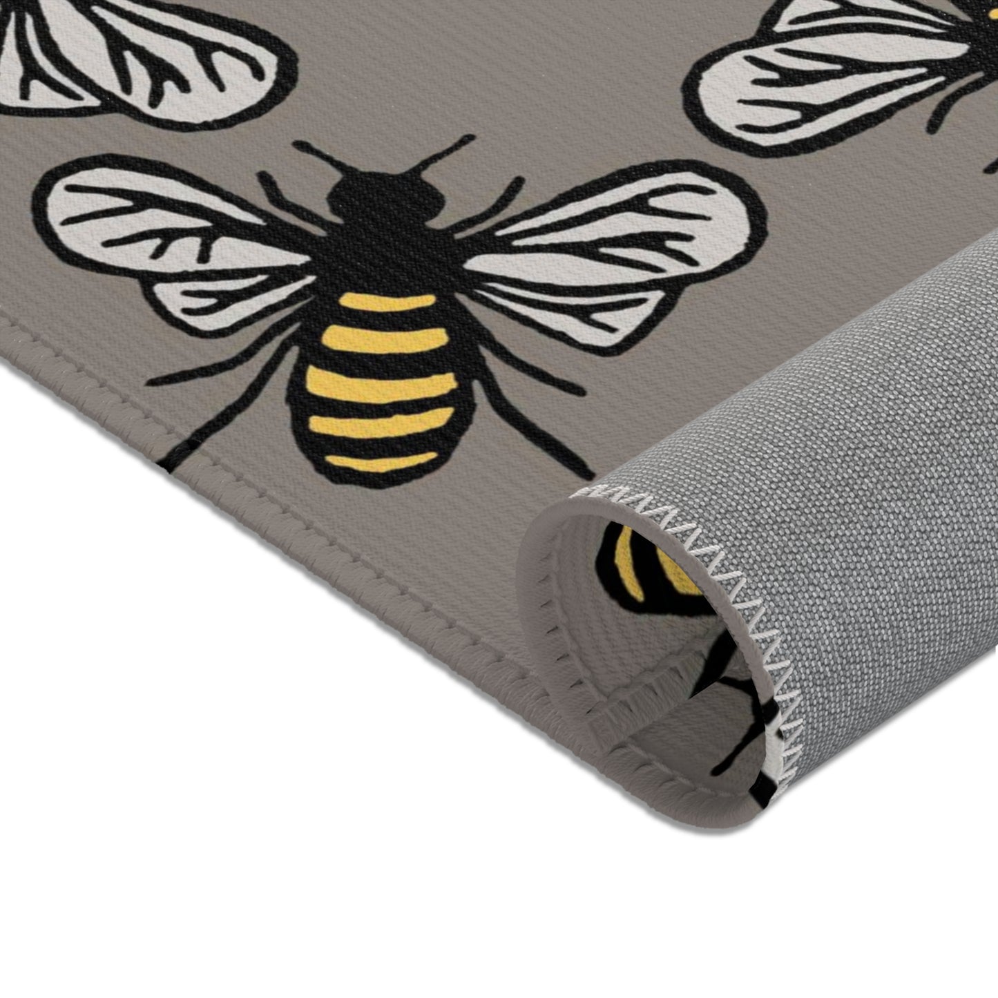 Beautiful Bee Pattern Bee Area Rug Grey with Free Shipping