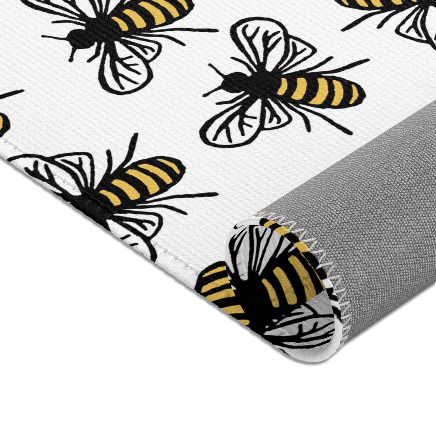 Beautiful Bee Pattern Area Rug White with Free Shipping