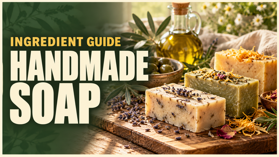unbranded rustic handmade soap bars with olive oil and botanical ingredients