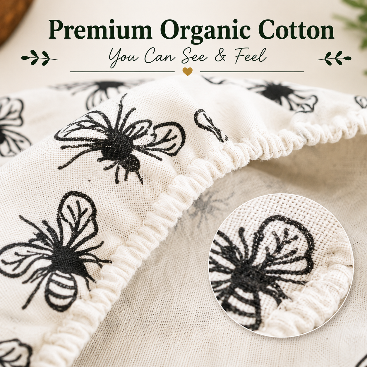 Reusable Cotton Bowl Covers Set, Sourdough Proofing, Food Storage, Bee Print, Handmade USA