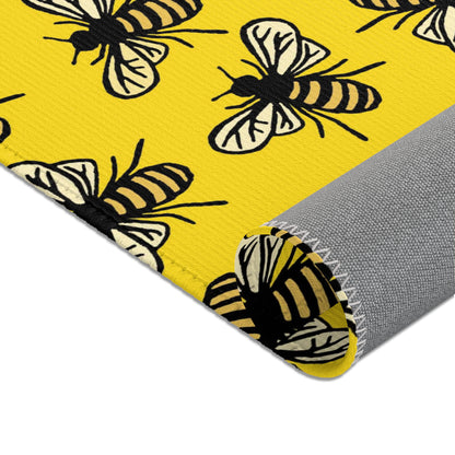 Beautiful Bee Pattern Area Rug Yellow with Free Shipping