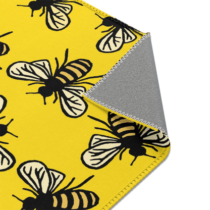 Beautiful Bee Pattern Area Rug Yellow with Free Shipping