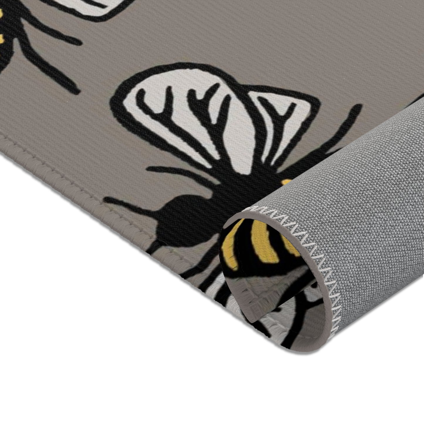 Beautiful Bee Pattern Bee Area Rug Grey with Free Shipping