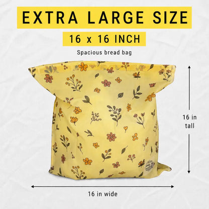 Beeswax Bread Bag XL  | 16"x16" or 12"x12" | Storage Pouch–Eco-Friendly & Sustainable Storage | Bee Wax Wrap | Like Linen