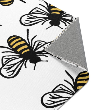 Beautiful Bee Pattern Area Rug White with Free Shipping