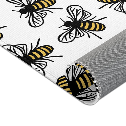 Beautiful Bee Pattern Area Rug White with Free Shipping