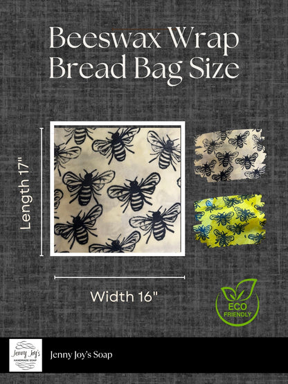 Beeswax Wrap Bread Bag Keep Bread Fresh & Sustainable The Extra-Large Reusable Beeswax Wrap Bread Bag & Organic Cotton Storage