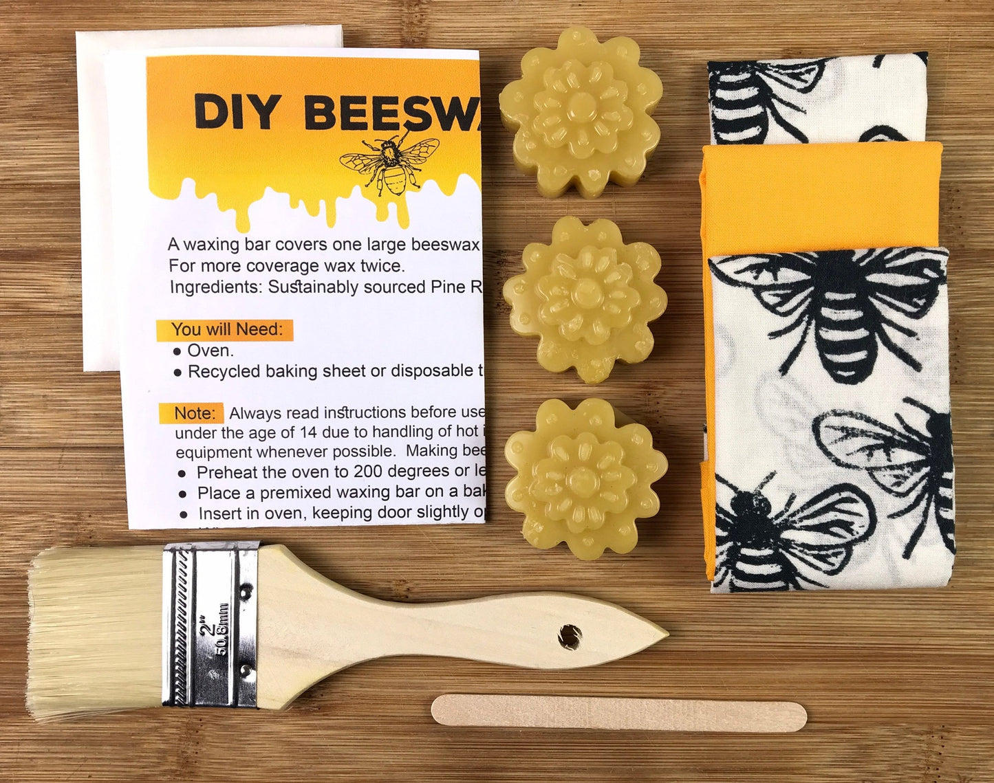 DIY Beeswax Wrap Kit Make Your Own Set of 3 or 4 Reusable Beeswax Wraps  bees, Flowers, Cats and More Designs , Beeswax Wrap