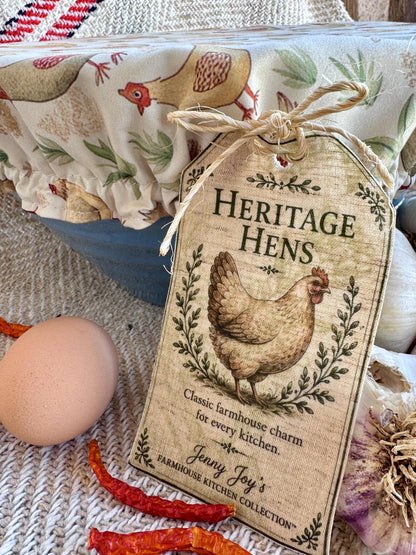 XL Reversible Fabric Bowl Cover – 12" Farmhouse Chicken Prints